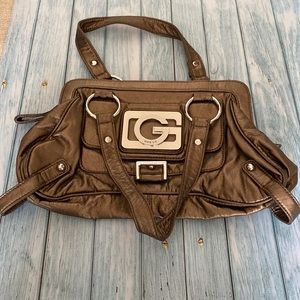 GUESS gunmetal and silver shoulder hobo bag